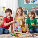 Montessori OkosÉpítő - Fa Kirakójáték 10db Kártyával