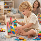 Montessori OkosÉpítő - Fa Kirakójáték 10db Kártyával