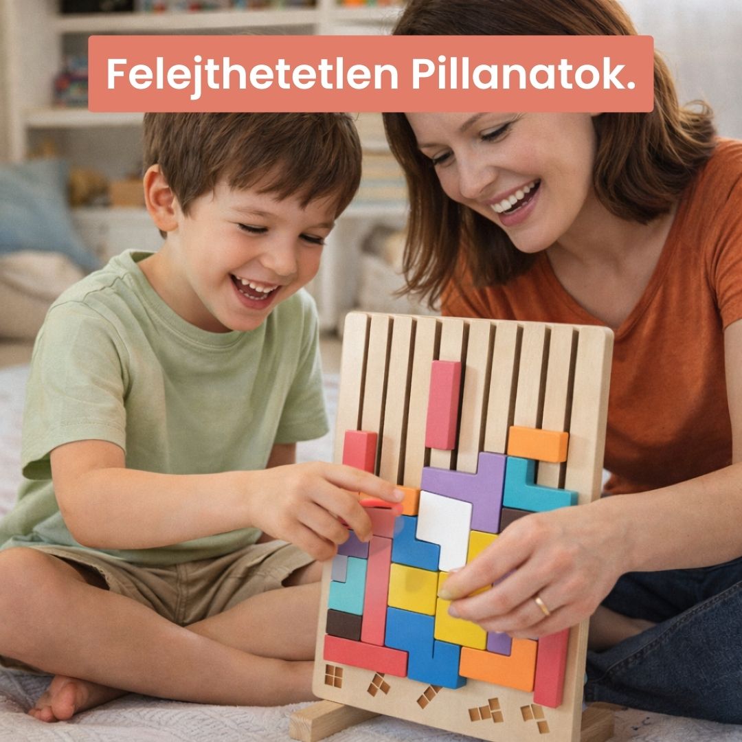 Montessori OkosÉpítő - Fa Kirakójáték 10db Kártyával