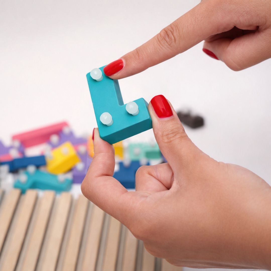 Montessori OkosÉpítő - Fa Kirakójáték 10db Kártyával