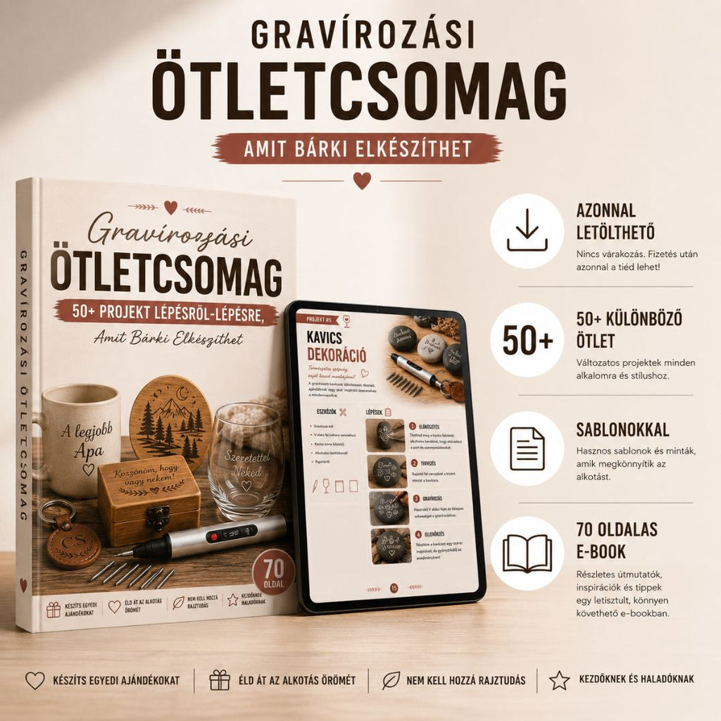 Gravírozási Ötletcsomag: 50+ Ötlet, Sablonok, Tippek, 69 Oldal a Gravírozó Toll Mellé! - Ebook