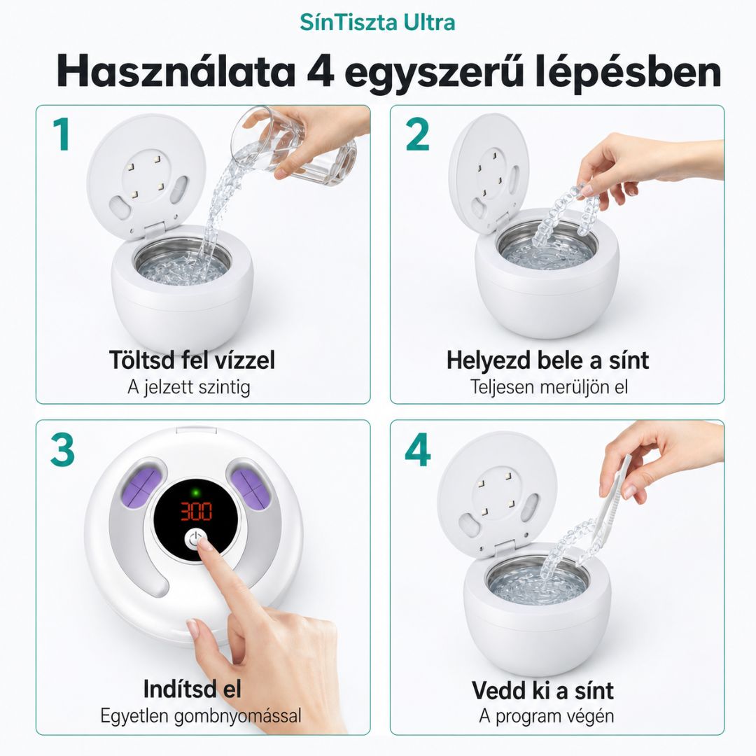 SínTiszta Ultra - Ultrahangos Műfogsor, Fogszabályzó- és Síntisztító