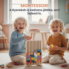 Montessori OkosÉpítő - Fa Kirakójáték 10db Kártyával